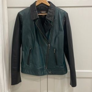 Danier Genuine Leather black and green Jacket Moto Style women’s large